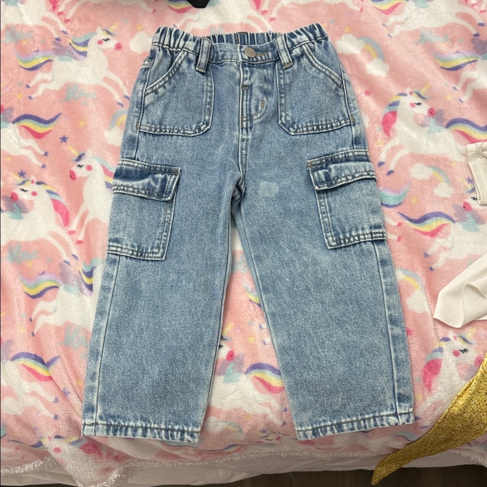 Kids Blue Denim Cargo Pants